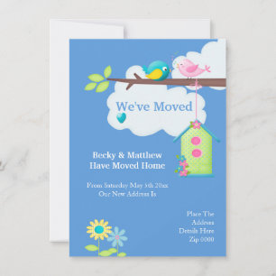 Weve Moved Home Bird House And Tree Announcement