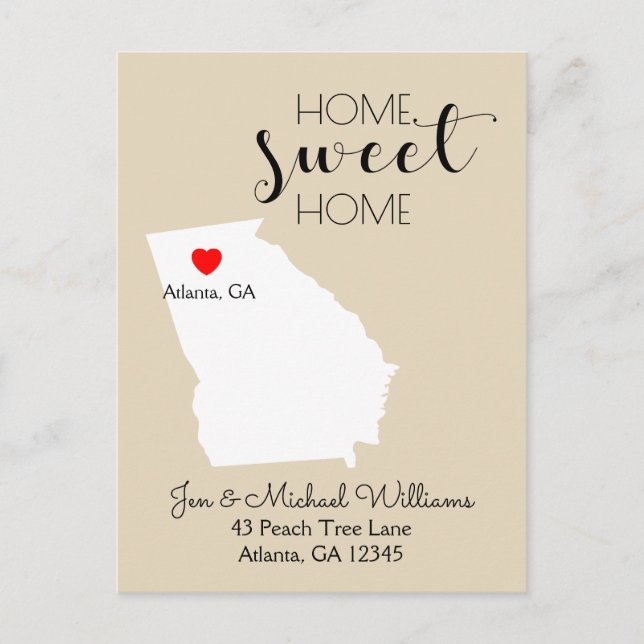We've Moved | Home Sweet Home Georgia Announcement Postcard (Front)