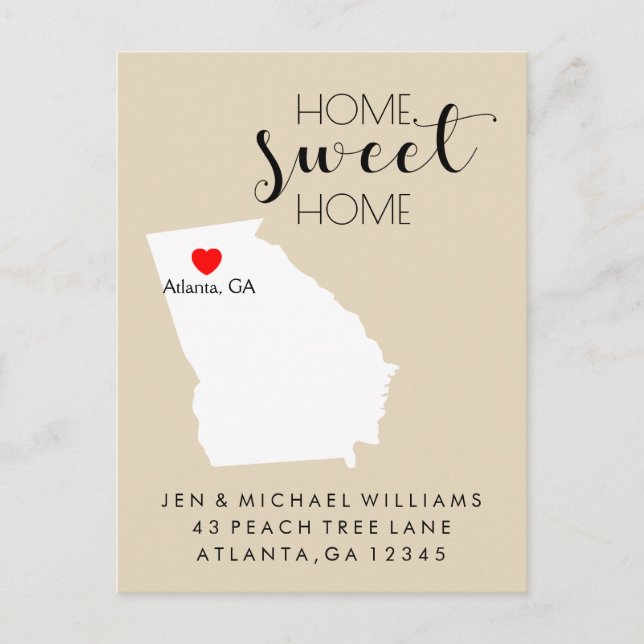 We've Moved | Home Sweet Home Georgia Announcement Postcard (Front)