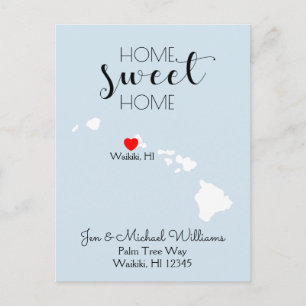 We've Moved   Home Sweet Home Hawaii Announcement Postcard