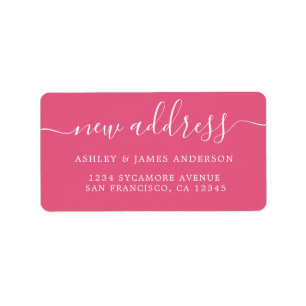 We've Moved Hot Pink New Address label