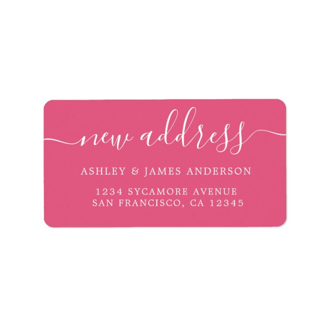 We've Moved Hot Pink New Address label (Front)