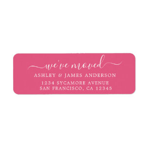 We've Moved Hot Pink New Address label