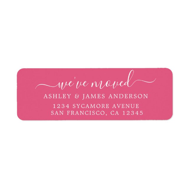 We've Moved Hot Pink New Address label (Front)