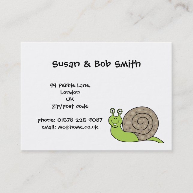 We've Moved House Snails Business Card (Front)
