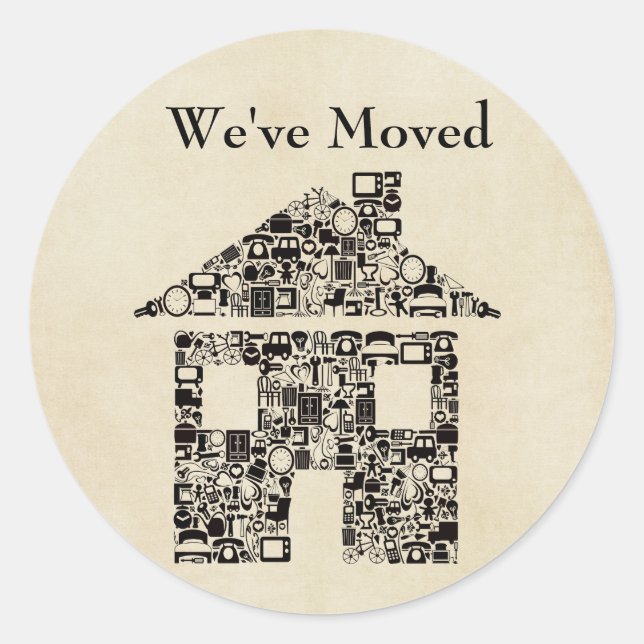 We've Moved House Sticker/Label Classic Round Sticker (Front)