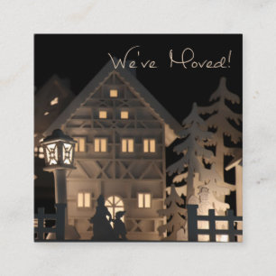 we've moved  Illuminated Christmas Houses Enclosure Card