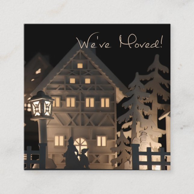 we've moved  Illuminated Christmas Houses Enclosure Card (Front)