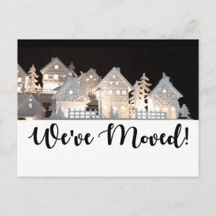 We've Moved Illuminated Christmas Houses Postcard