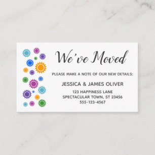 "We've Moved" Insert Cards w Colourful Sunshines