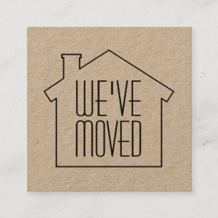 We've Moved Kraft New Address Change Enclosure Square Business Card