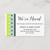 "We've Moved" Lime, Blue and Dark Grey Insert Card