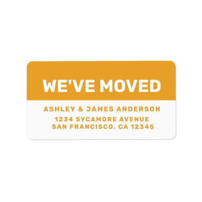 We've Moved Mellow Yellow White New Address Label (Front)