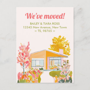 We've Moved Mid-Century Modern Fall Colors Announcement Postcard