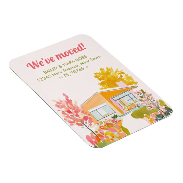 We've Moved Mid-Century Modern Fall Colors Magnet (Right Side)