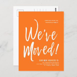 We've Moved   Minimal Pumpkin Orange New Address Postcard