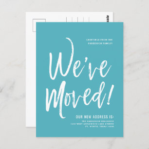 We've Moved Minimal Sapphire Blue New Address Postcard