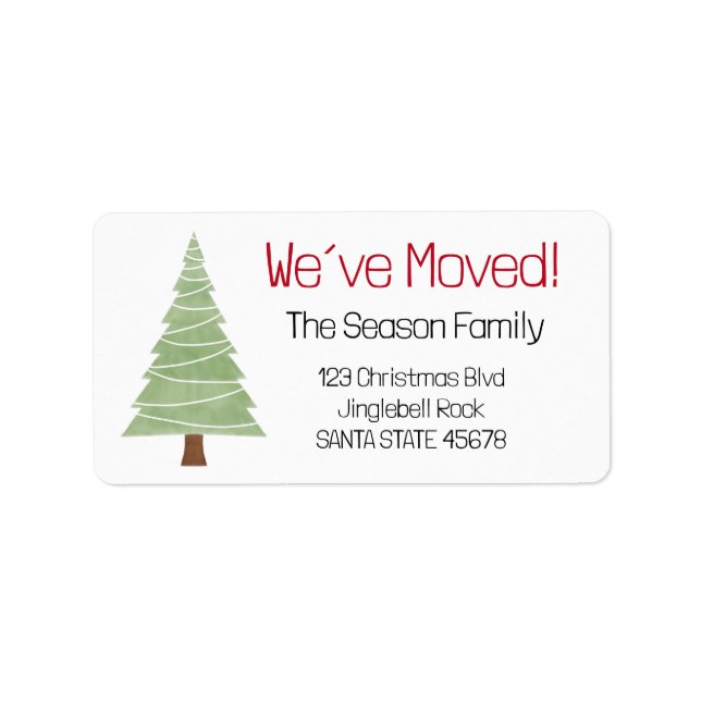 We've Moved Minimalist Christmas Tree  Label (Front)