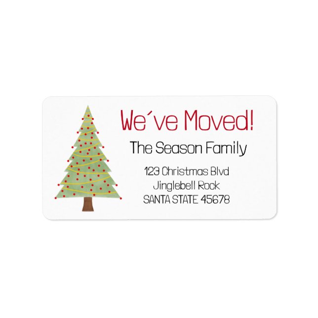 We've Moved Minimalist Christmas Tree  Label (Front)
