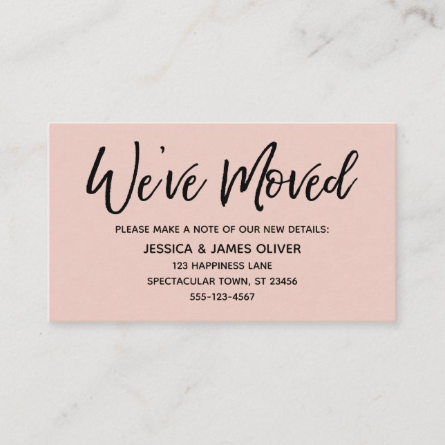 We've Moved Modern Handwriting Blush Insert Card (Front)