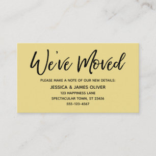 We've Moved Modern Handwriting Custard Yellow Card
