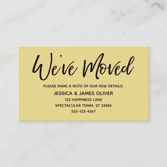 We've Moved Modern Handwriting Custard Yellow Card (Front)