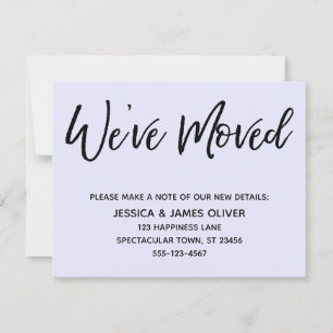 "We've Moved" Modern Handwriting Lavender Card