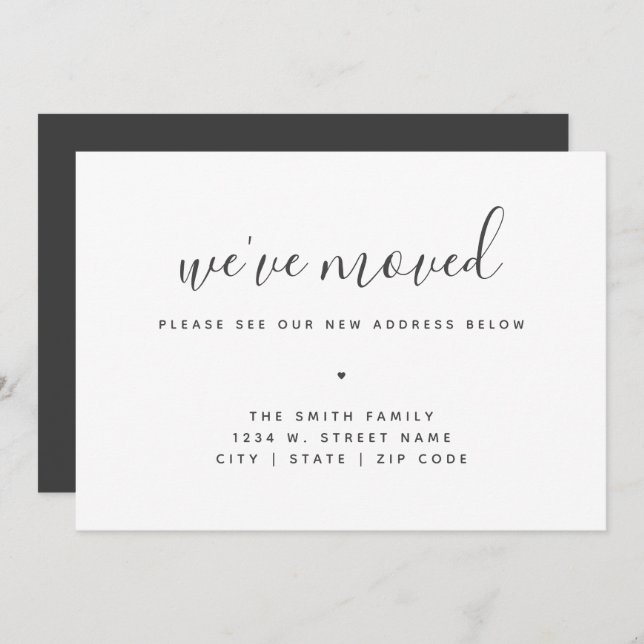 We've Moved Modern Minimalist Calligraphy New Home Announcement (Front/Back)