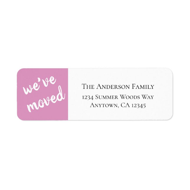 We've Moved | Modern Pink Return Address Label (Front)