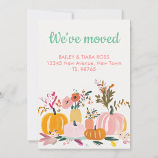 We've Moved Modern Pumpkin Fall Colors Flat Card