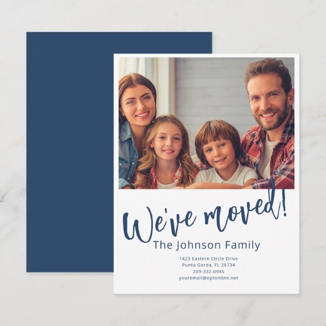 We've Moved Modern Stylish Family Photo Budget   Announcement (Front/Back)