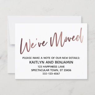 "We've Moved" Modern Type in Rose Gold Card