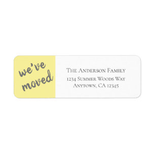 We've Moved Modern Yellow Return Address Label