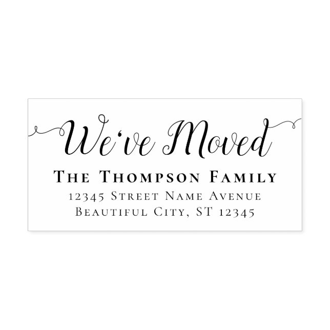 We've Moved Moving Chic Script Family New Address Self-inking Stamp (Design)