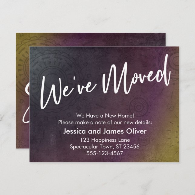 We've Moved Multicolored Grunge Burst Graphic Card (Front/Back)