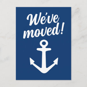 We've moved nautical anchor moving announcement postcard