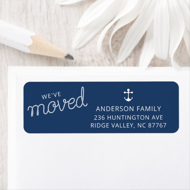We've Moved Nautical Anchor New Address Label (Insitu)