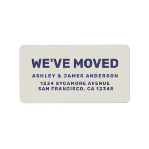 We've Moved Navy Blue Grey New Address Label