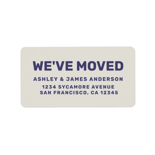 We've Moved Navy Blue Grey New Address Label (Front)