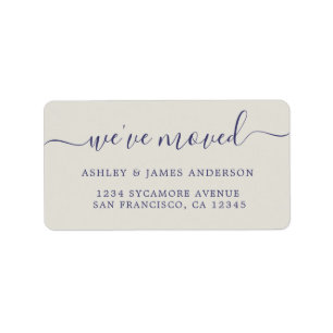We've Moved Navy Blue Grey New Address label