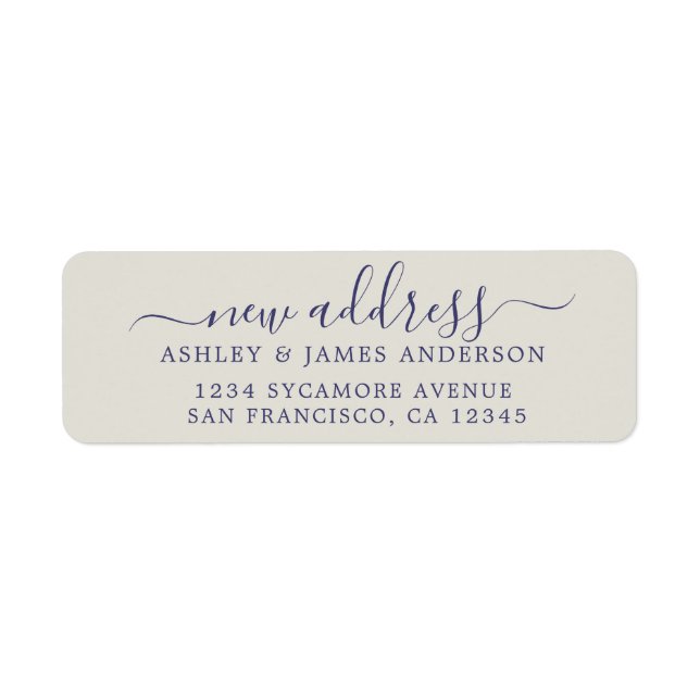 We've Moved Navy Blue Grey New Address label (Front)