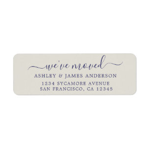 We've Moved Navy Blue Grey New Address label