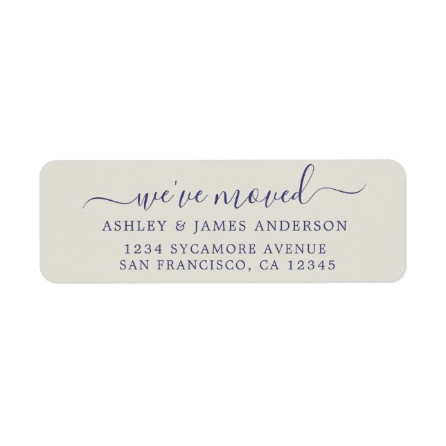 We've Moved Navy Blue Grey New Address label (Front)