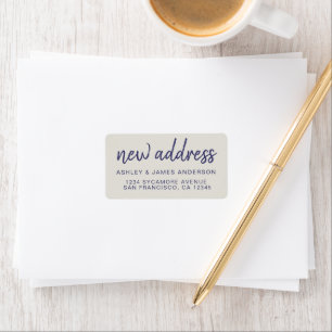 We've Moved Navy Blue Grey New Address Label