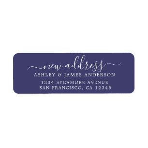 We've Moved Navy Blue New Address label