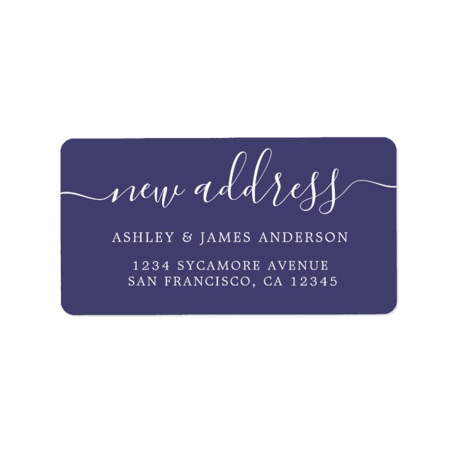 We've Moved Navy Blue New Address label (Front)
