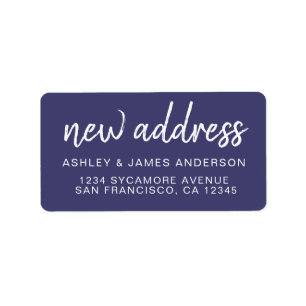 We've Moved Navy Blue New Address label
