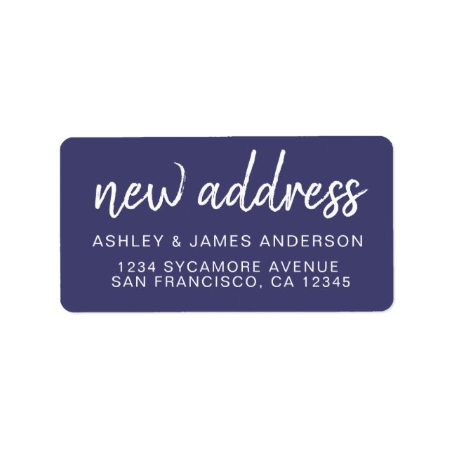 We've Moved Navy Blue New Address label (Front)