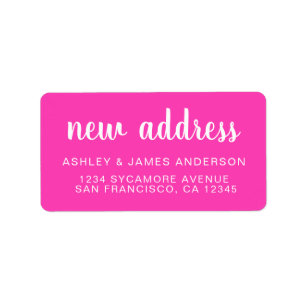 We've Moved Neon Pink New Address label