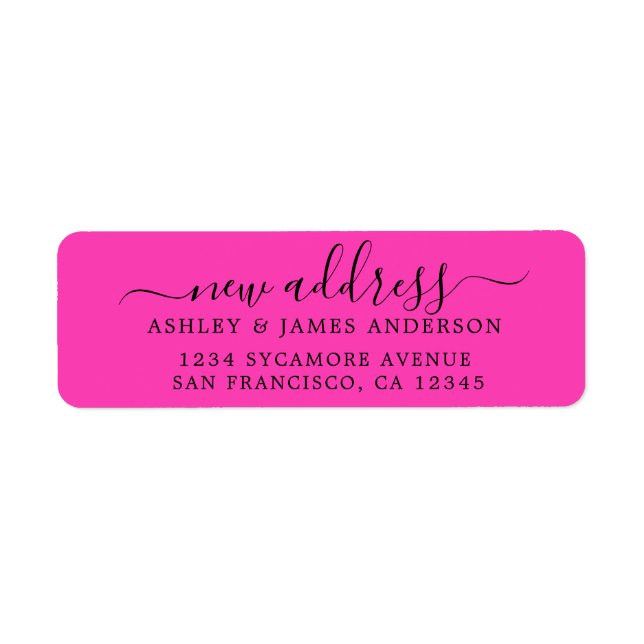 We've Moved Neon Pink New Address label (Front)